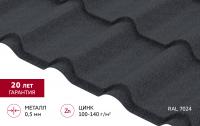 Металлочерепица Grand Line Камея в01 0,5 Drap RAL 7024 мокрый асфальт