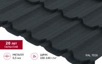 Металлочерепица Grand Line Квинта плюс 0,5 Drap RAL 7016 антрацитово-серый
