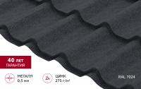 Металлочерепица Grand Line Классик в01 0,5 PurPro матовый RAL 7024 мокрый асфальт