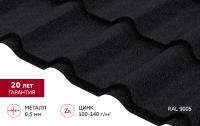 Металлочерепица Grand Line Камея в01 0,5 Drap RAL 9005 черный