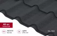 Металлочерепица Grand Line Камея в01 0,5 PurPro матовый RAL 7024 мокрый асфальт